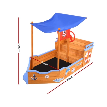 Keezi Boat Sand Pit With Canopy - Image 2