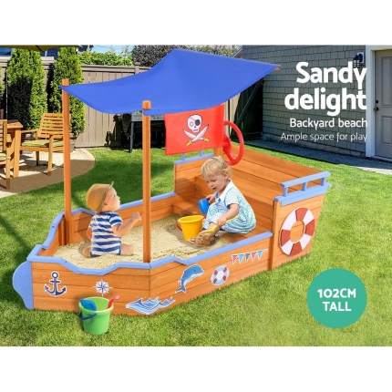 Keezi Boat Sand Pit With Canopy - Image 3