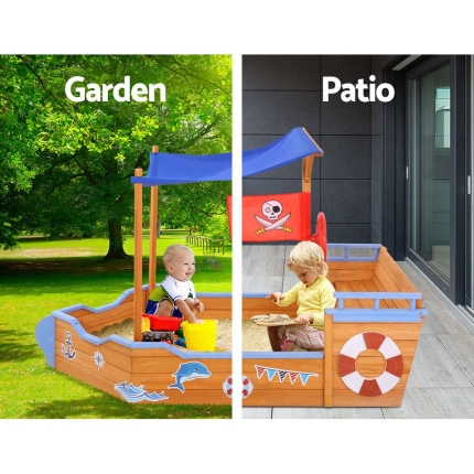 Keezi Boat Sand Pit With Canopy - Image 4