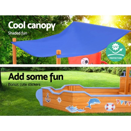 Keezi Boat Sand Pit With Canopy - Image 5