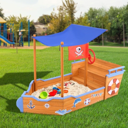 Keezi Boat Sand Pit With Canopy - Image 7