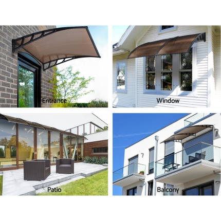 Instahut Window Door Awning Door Canopy Outdoor Patio Cover Shade 1.5mx1m DIY BR - Image 3