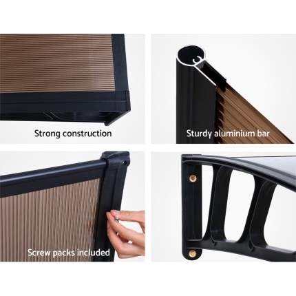 Instahut Window Door Awning Door Canopy Outdoor Patio Cover Shade 1.5mx1m DIY BR - Image 6