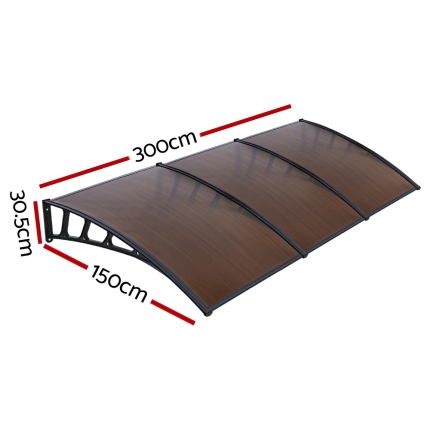 Instahut Window Door Awning Door Canopy Outdoor Patio Cover Shade 1.5mx3m DIY BR - Image 2