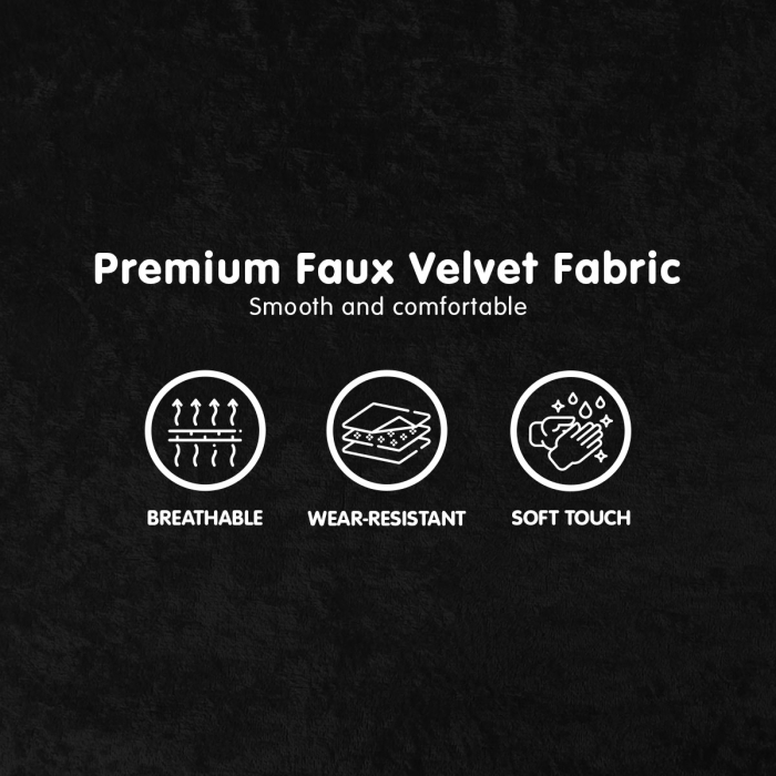 Adjustable Corner Sofa Bed Single Seater Lounge Faux Velvet - Black - Image 10