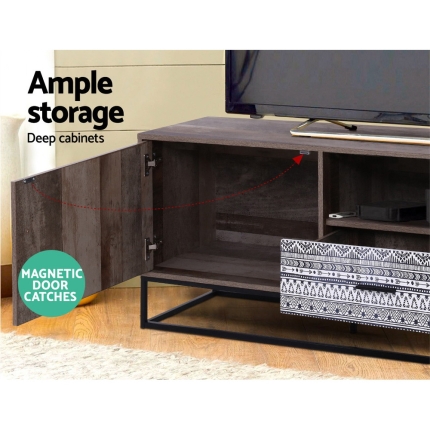 Artiss TV Cabinet Entertainment Unit Stand Storage Wooden Industrial Rustic 180cm - Image 4