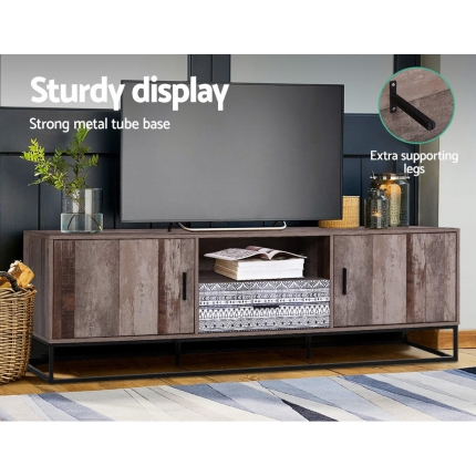 Artiss TV Cabinet Entertainment Unit Stand Storage Wooden Industrial Rustic 180cm - Image 6