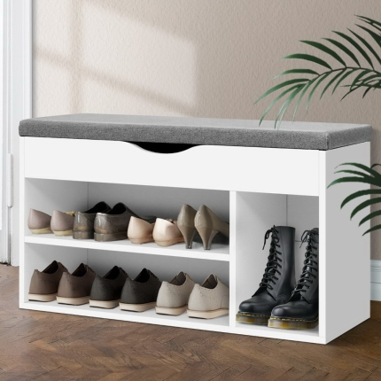 Artiss Shoe Cabinet Bench Shoes Organiser Storage Rack Shelf White Cupboard Box - Image 7