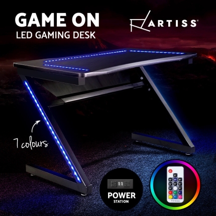 Artiss Gaming Desk Office Computer Desks LED Study Table Racer Chair Laptop Home - Image 3