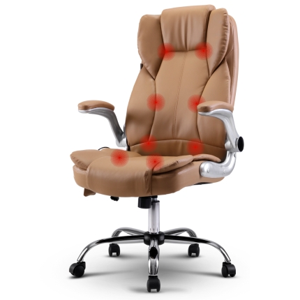 Artiss Massage Office Chair Gaming Chair Computer Desk Chair 8 Point Vibration Espresso - Image 2
