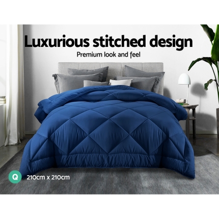 Giselle Bamboo Microfibre Microfiber Quilt Queen 400GSM Duvet All Season Blue - Image 2