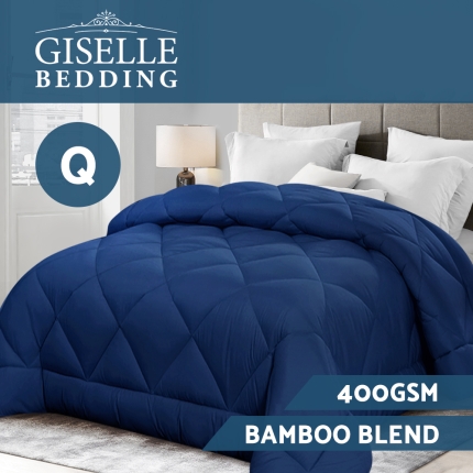 Giselle Bamboo Microfibre Microfiber Quilt Queen 400GSM Duvet All Season Blue - Image 3