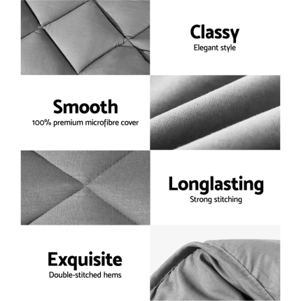 Giselle Bamboo Microfibre Microfiber Quilt 700GSM Duvet Cover SK All Season Grey - Image 5