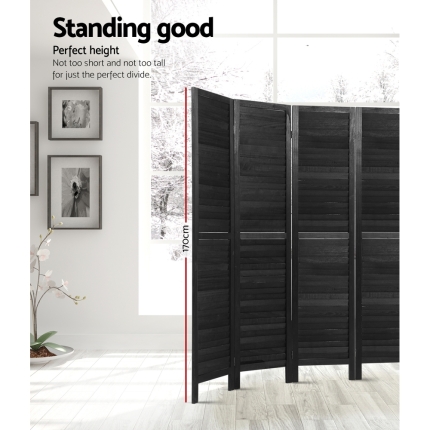 Artiss 6 Panel Room Divider Screen Privacy Wood Dividers Timber Stand Black - Image 3