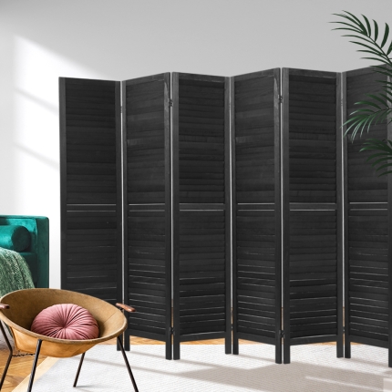 Artiss 6 Panel Room Divider Screen Privacy Wood Dividers Timber Stand Black - Image 7