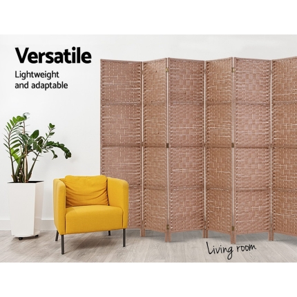 Artiss 8 Panel Room Divider Screen Privacy Rattan Timber Foldable Dividers Stand Hand Woven - Image 5