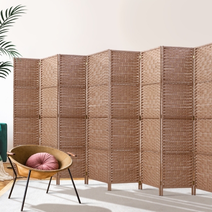 Artiss 8 Panel Room Divider Screen Privacy Rattan Timber Foldable Dividers Stand Hand Woven - Image 7