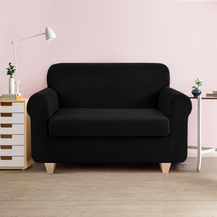 Artiss 2-piece Sofa Cover Elastic Stretch Couch Covers Protector 2 Steater Black - Image 7