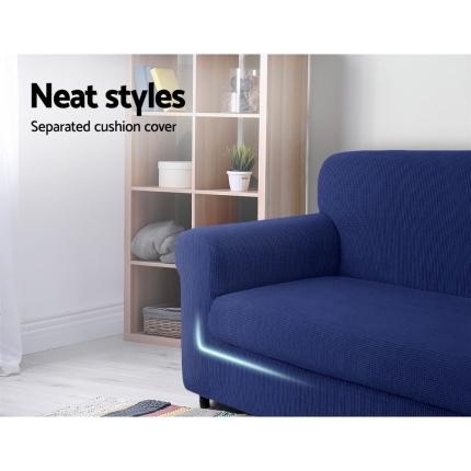 Artiss 2-piece Sofa Cover Elastic Stretch Couch Covers Protector 2 Steater Navy - Image 3