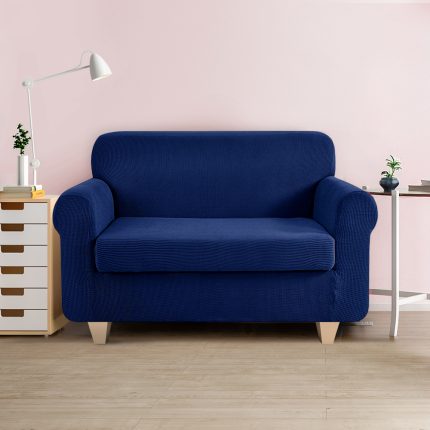 Artiss 2-piece Sofa Cover Elastic Stretch Couch Covers Protector 2 Steater Navy - Image 7