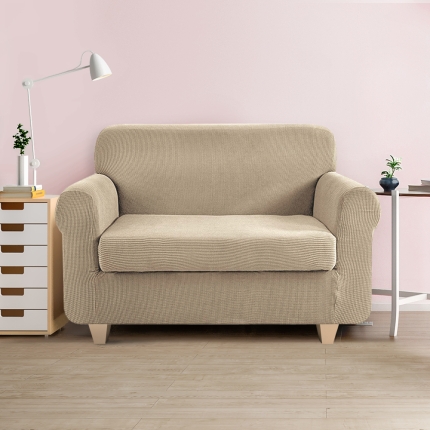 Artiss 2-piece Sofa Cover Elastic Stretch Couch Covers Protector 2 Steater Sand - Image 7