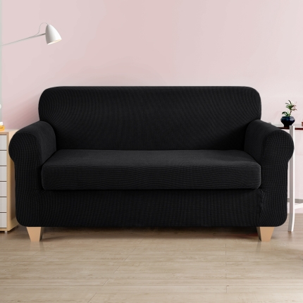 Artiss 2-piece Sofa Cover Elastic Stretch Couch Covers Protector 3 Steater Black - Image 7