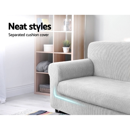 Artiss 2-piece Sofa Cover Elastic Stretch Couch Covers Protector 3 Steater Grey - Image 3