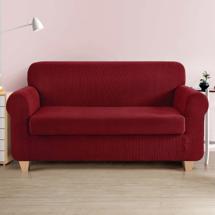 Artiss 2-piece Sofa Cover Elastic Stretch Couch Covers Protector 3 Steater Burgundy - Image 7