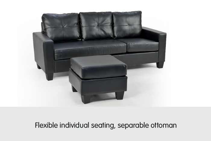 Corner Sofa Lounge Couch with Chaise - Black - Image 3