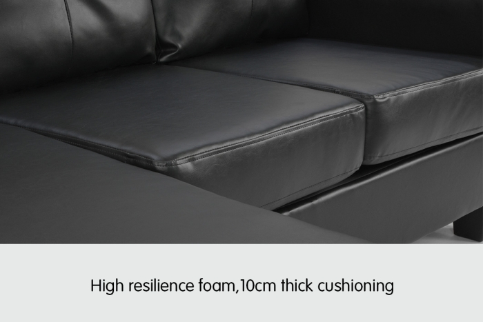 Corner Sofa Lounge Couch with Chaise - Black - Image 4