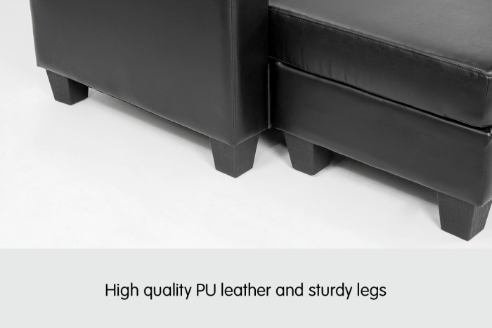 Corner Sofa Lounge Couch with Chaise - Black - Image 5