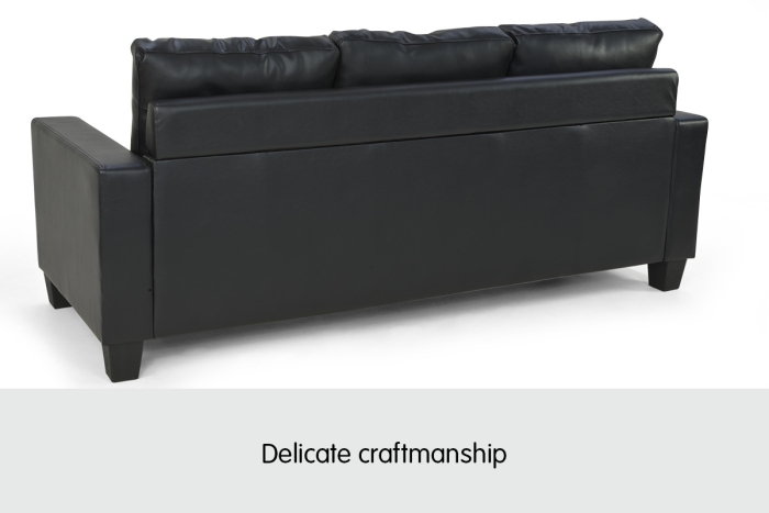 Corner Sofa Lounge Couch with Chaise - Black - Image 6