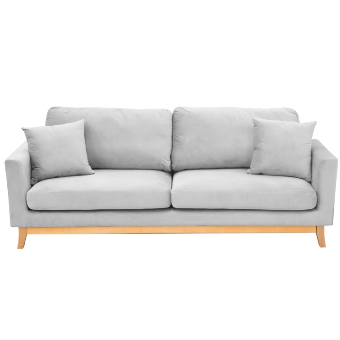 Sarantino 3 Seater Faux Velvet Sofa Bed Couch Furniture - Light Grey