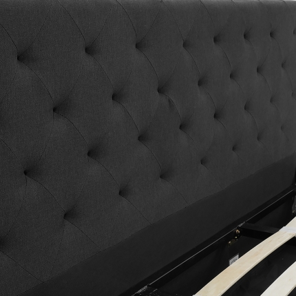 King Fabric Gas Lift Bed Frame with Headboard - Black - Image 3