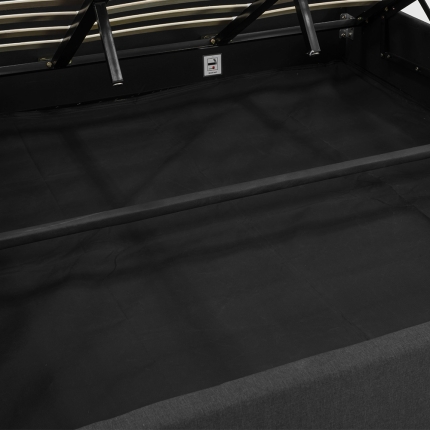 King Fabric Gas Lift Bed Frame with Headboard - Black - Image 5