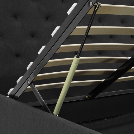King Fabric Gas Lift Bed Frame with Headboard - Black - Image 7