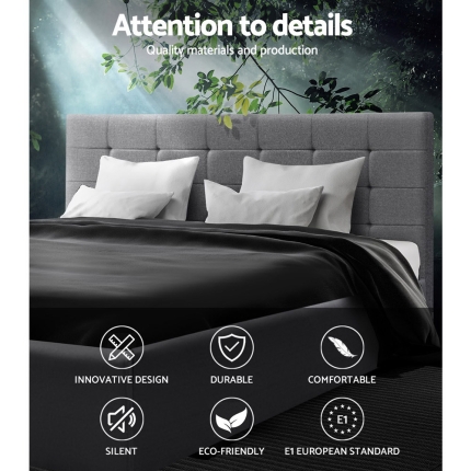 Artiss LISA King Size Gas Lift Bed Frame Base With Storage Mattress Grey Fabric - Image 4