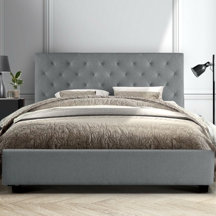 Artiss King Size Bed Frame Base Mattress Platform Fabric Wooden Grey VAN - Image 7