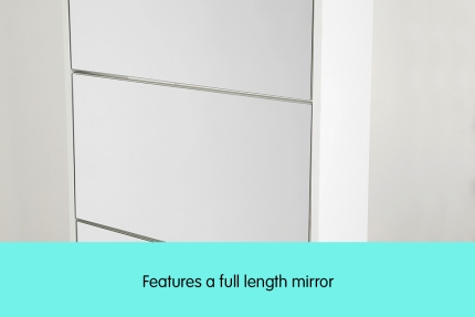 Mirrored Shoe Storage Cabinet Organizer- 170 x 63 x 17cm - Image 3