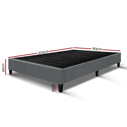 Artiss King Size Bed Base Frame Mattress Platform Fabric Wooden Grey BRISK - Image 2