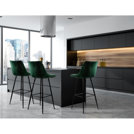 Artiss Kitchen Bar Stools Velvet Bar Stool Counter Chairs Metal Barstools Green - Image 4
