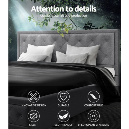 Artiss Bed Frame Double Full Size Gas Lift Base With Storage Grey Fabric TIYO - Image 4