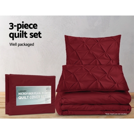 Giselle Luxury Classic Bed Duvet Doona Quilt Cover Set Hotel King Burgundy Red - Image 4