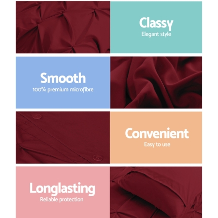 Giselle Luxury Classic Bed Duvet Doona Quilt Cover Set Hotel King Burgundy Red - Image 5