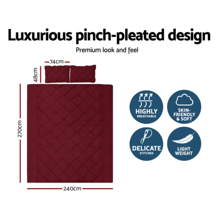 Giselle Luxury Classic Bed Duvet Doona Quilt Cover Set Hotel Super King Burgundy Red - Image 2