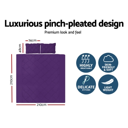 Giselle Luxury Classic Bed Duvet Doona Quilt Cover Set Hotel Queen Purple - Image 2