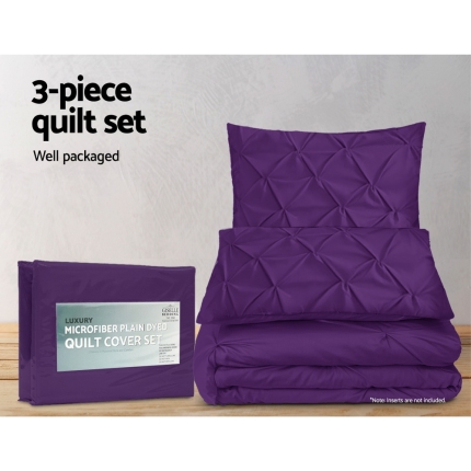 Giselle Luxury Classic Bed Duvet Doona Quilt Cover Set Hotel Queen Purple - Image 4