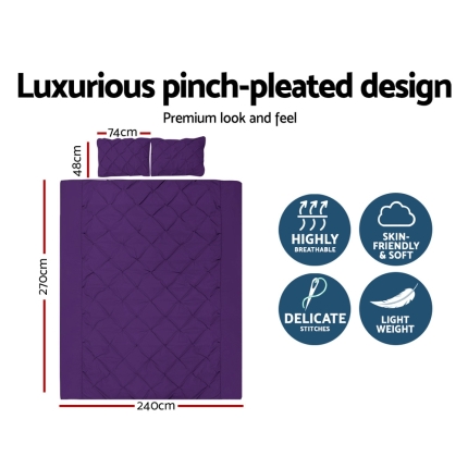 Giselle Luxury Classic Bed Duvet Doona Quilt Cover Set Hotel Super King Purple - Image 2