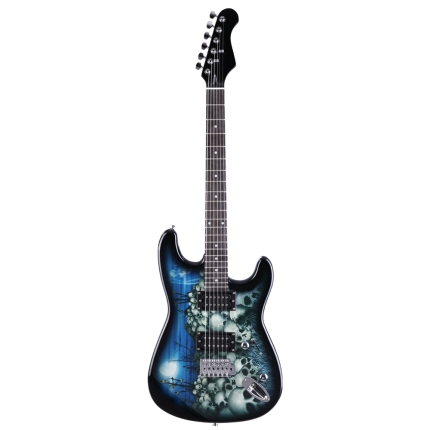 Alpha Electric Guitar And AMP Music String Instrument Rock Blue Carry Bag Steel String - Image 3