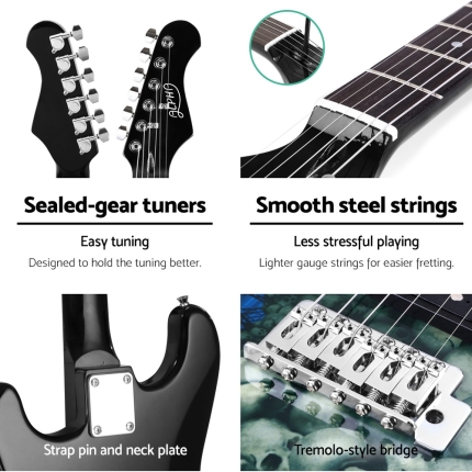 Alpha Electric Guitar And AMP Music String Instrument Rock Blue Carry Bag Steel String - Image 4
